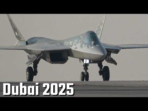Unbelievable Su-57 Maneuverability Russian Su-57 Demonstration at Dubai Airshow 2025