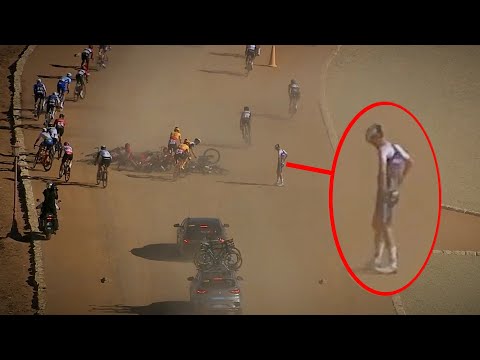 Bizarre Crash on Gravel Road | Saudi Tour Stage 1 2022