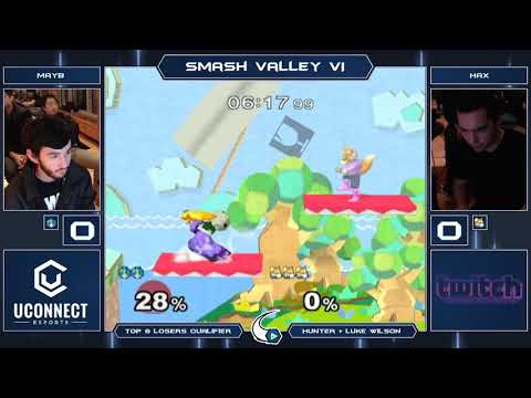 Smash Valley VI | MayB (Peach) vs Hax (Fox) | Melee Losers Top 8 Qualifier