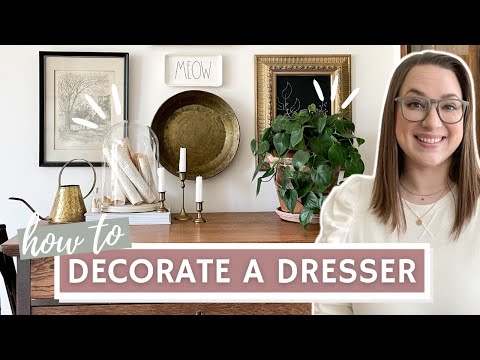 Part of a video titled How To Style A Bedroom Dresser with Vignette Decorating Ideas - YouTube