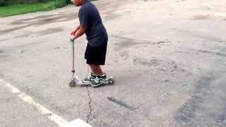 This kid is a pro at scooting  he did a 720 on a scooter !!!!!