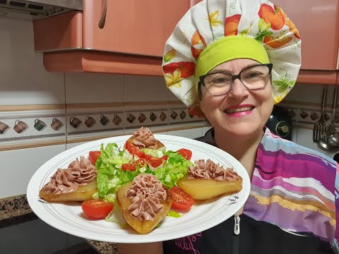 Peras al vino con Paté