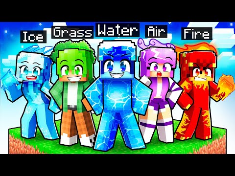 10 FRIENDS on One ELEMENTAL BLOCK in Minecraft!