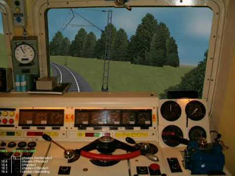 Cab view with driver -Train Haubenheim- Hainfurt. Locomotive Skoda 68 E7, BDZ 45 111
