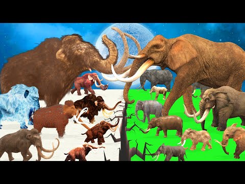 10 Woolly Mammoth Vs 10 Mastodon Elephant Prehistoric Mammals Animals Epic Battle Animals Revolt Sim
