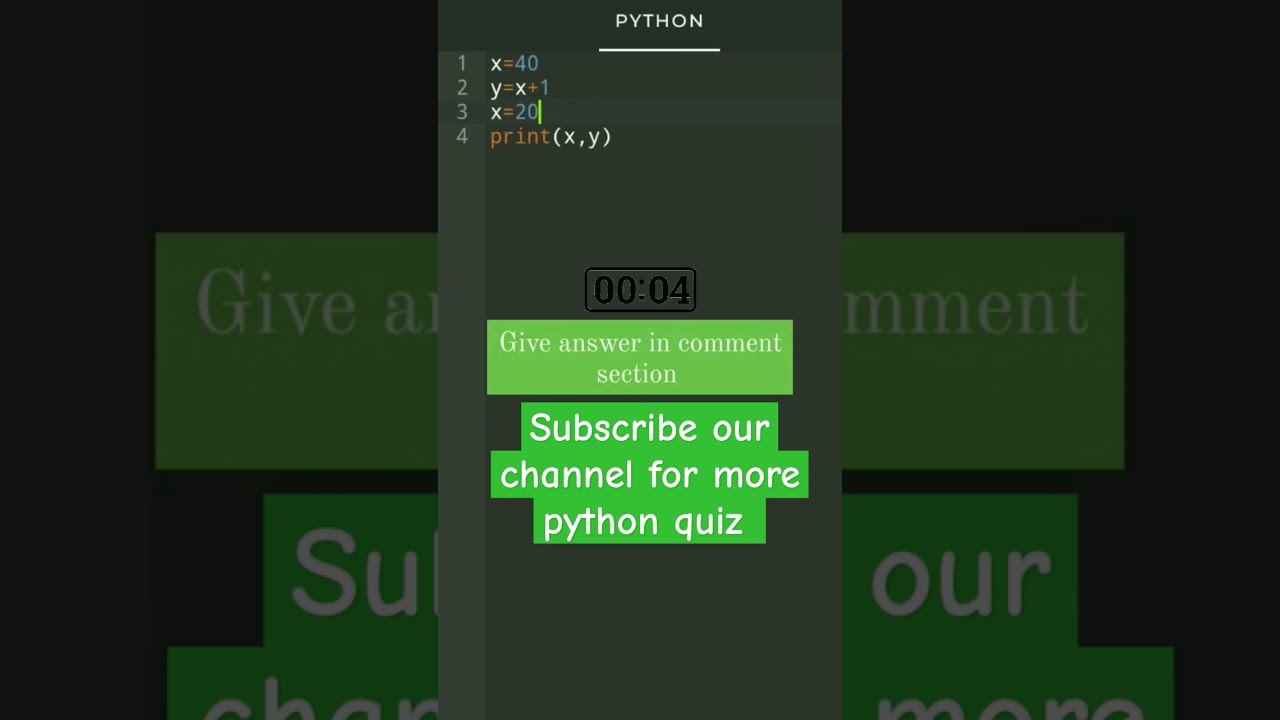 comment your answer. #python #pythonprogramming #pythontutorial #python3 #pythonforbeginners .