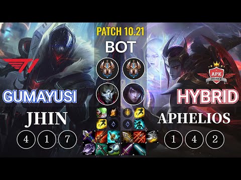 T1 Gumayusi Jhin vs APK HyBrid Aphelios Bot - KR Patch 10.21