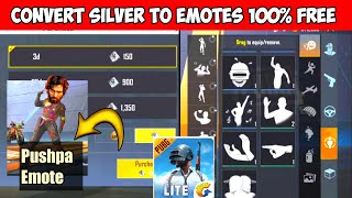 Convert Silver Into Emotes l How To Get Free Emotes In Pubg Mobile Lite l Pubg Lite Free Emote Trick
