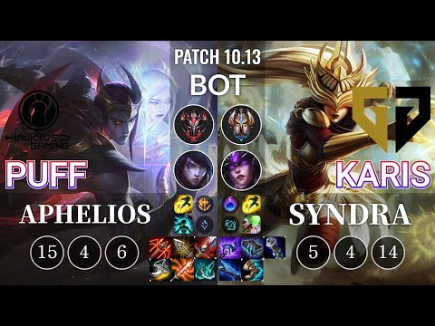 IG Puff Aphelios vs GEN Karis Syndra Bot - KR Patch 10.13