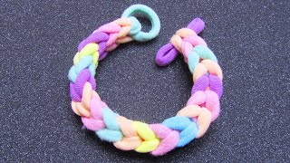 Ave Craft: Amazing Rainbow Bracelet Craft Idea using hair ties. DIY rainbow bracelet tutorial.