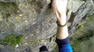 preview picture of video 'Solo of the VS rock climbing route Seventh Veil at Chudleigh, Devon'