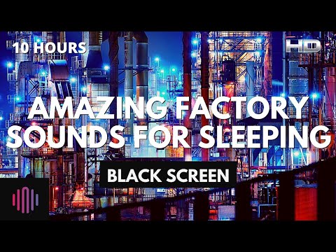 Factory sounds with engine room noise and conveyor belts - 10 hours with black screen