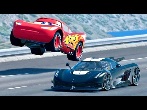Koenigsegg Jesko Absolut vs Lightning McQueen - Drag Race 20 KM