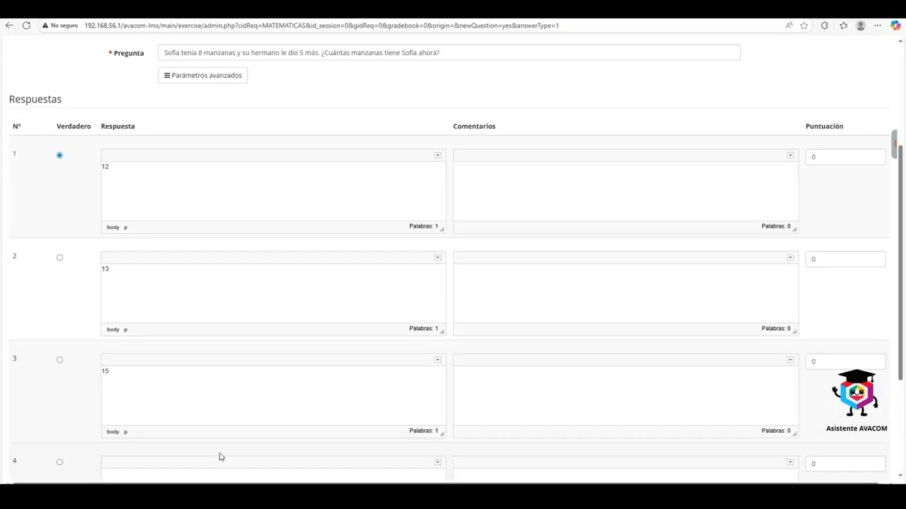 4.3.1. Crear un ejercicio con opción de única respuesta en la plataforma AVACOM SITE - Quindío