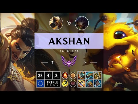 Akshan Mid vs Kog'Maw: Triple Kill, Legendary - EUW Master Patch 14.15