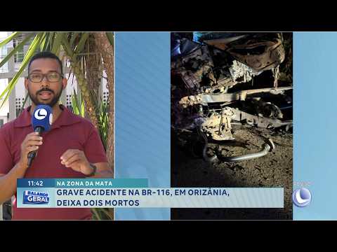Zona da Mata: Grave acidente na BR-116, em Orizânia, deixa dois mortos.