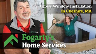 Watch video: Fogarty's Home Services DES Job Review - Egress Window Installation in Cheshire, MA
