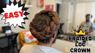 HOW TO: Braided Loc Crown WITHOUT Pins or Clips | With Long Thick Locs