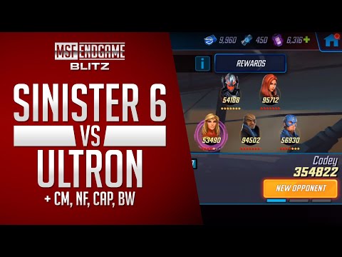 Marvel Strike Force Sinister 6 vs 350k Ultron/CM Team