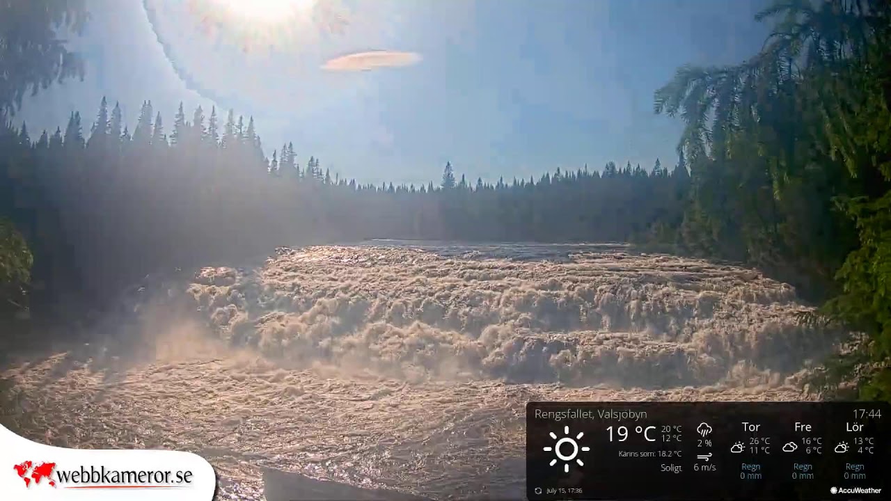 Live webcam view of Rengsfallet Waterfall, Valsjöbyn