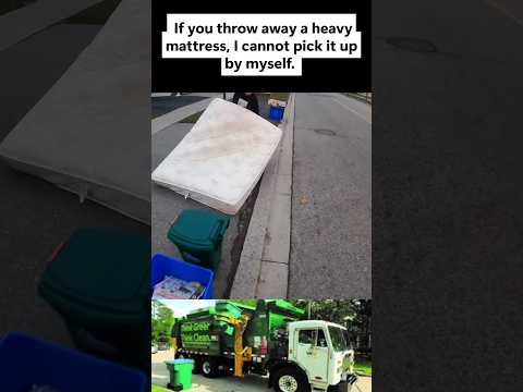 Tossing This Huge Mattress Into the Garbage Truck! 📦🚛#MattressDisposal #TrashCollector