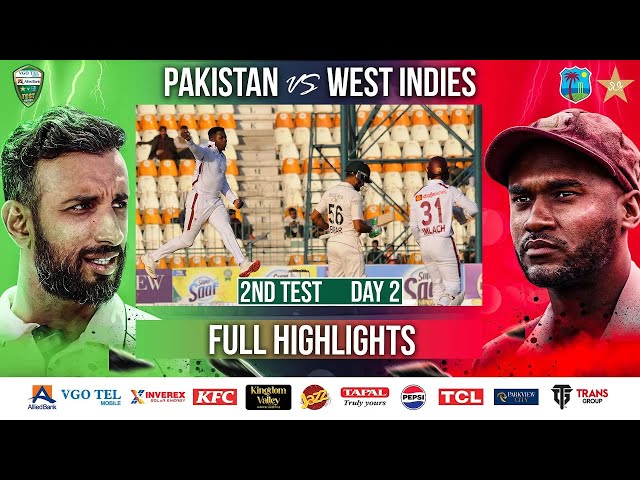Full Highlights | Pakistan vs West Indies | 2nd Test Day 2 | PCB | M2I1A