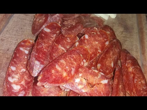 Como Hacer Chorizo Seco Casero de Campo!!! Los mejores!! También como se corta un chorizo seco!!