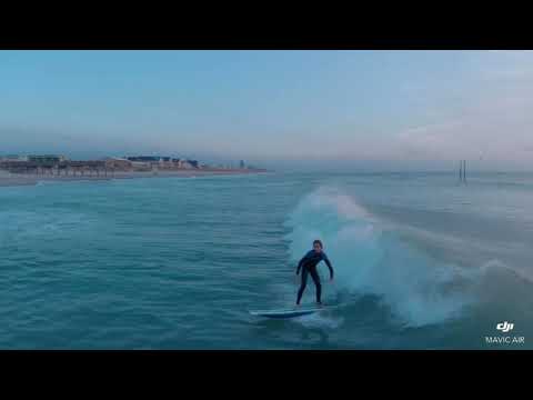 Drone footage of surfers at Carolina Beach