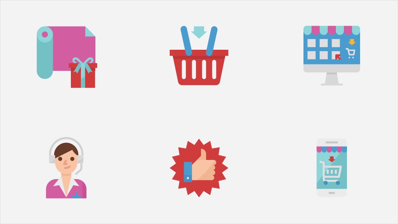 Shopping and Commerce Modern Flat Animated Icons | Elements - Envato elements