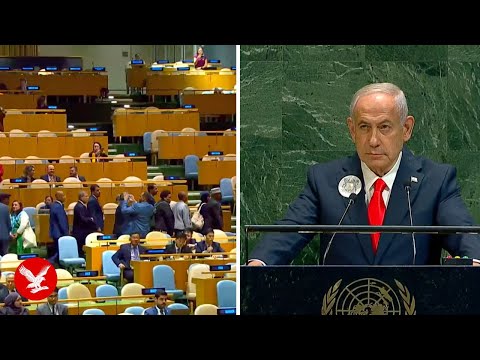 UN delegates walk out of Netanyahu's speech