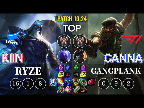 AF Kiin Ryze vs T1 Canna Gangplank Top - KR Patch 10.24