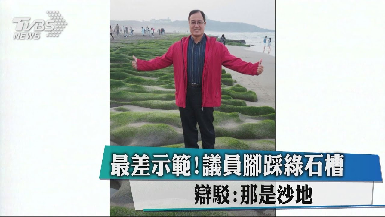 最差示範！議員腳踩綠石槽　辯駁：那是沙地