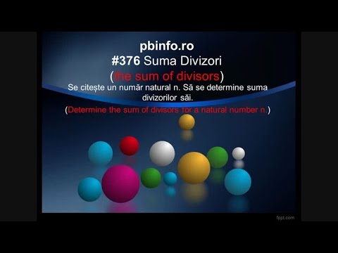 Limbajul C++ Problema #376 Suma Divizori de pe site-ul pbinfo.ro