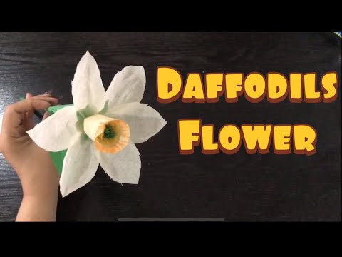 How To Make Daffodils Paper Flower From Crepe Paper- Craft Tutorial