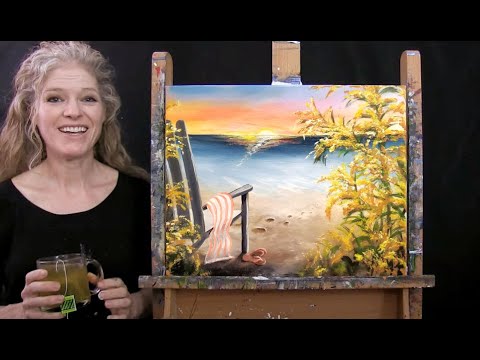 Learn How to Paint OCEAN BEACH CHAIR with Acrylic - Paint and Sip at Home - Step by Step Tutorial