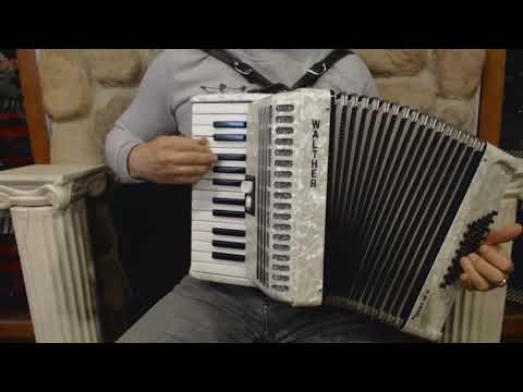 3341 - White Walther Teeny 48N  Piano Accordion MM 26 48 $999
