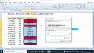 Auto Colour Code Stock Expiry Dates in Excel | Highlight Product Dates by Colour