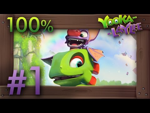 Yooka-Laylee 100% Walkthrough Part 1 - World 1 Tribalstack Tropics #1 (All Quills, Pagies & Secrets)