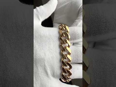 Gold cuban link hollow bracelet