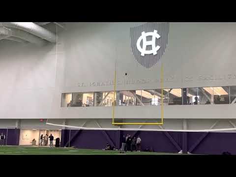 HC kicker Derek Ng kicking at Pro Day