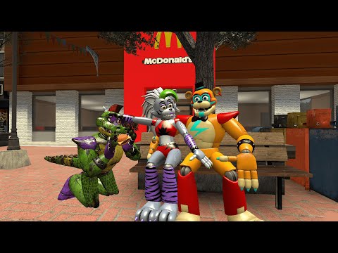 FNAF 9 Ragdoll Falls and Jumps Security Breach GMOD realistic Animatronics happy Death