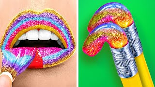 COOL BEAUTY, MAKE UP HACKS||IF MAKEUP WERE PEOPLE || Funny Objects Situations by 123 GO! Genius
