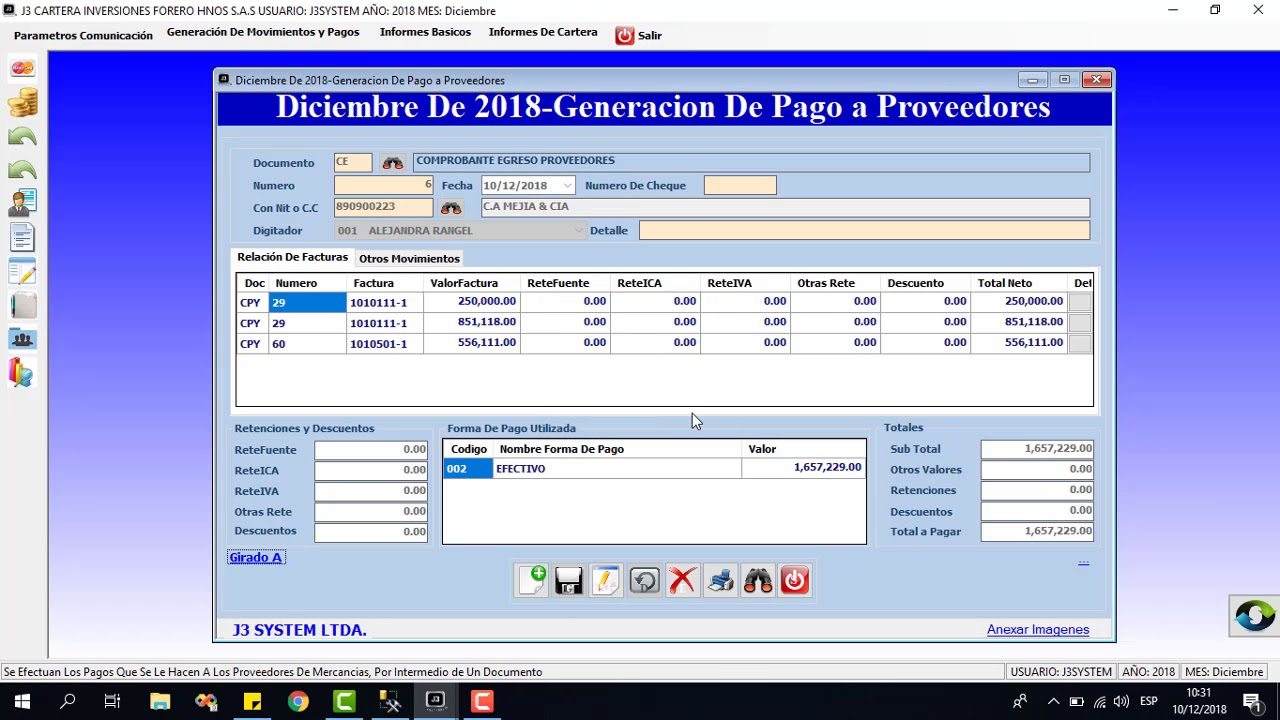 Pago a Proveedores - Comprobantes de Egreso