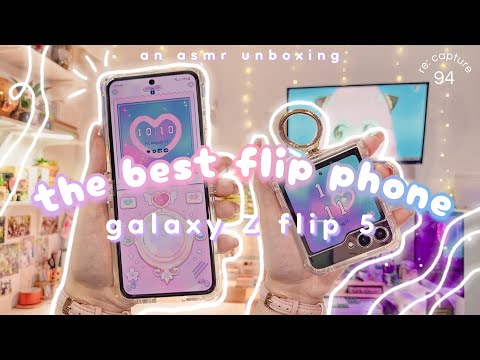 🤍 samsung galaxy z flip 5 cream 512gb - aesthetic asmr unboxing, cover screen, theme, customization🪻