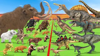 Dinosaurs vs Prehistoric Mammals Animal Epic Battle Who Can Survive The Lava Animal Revolt Battle