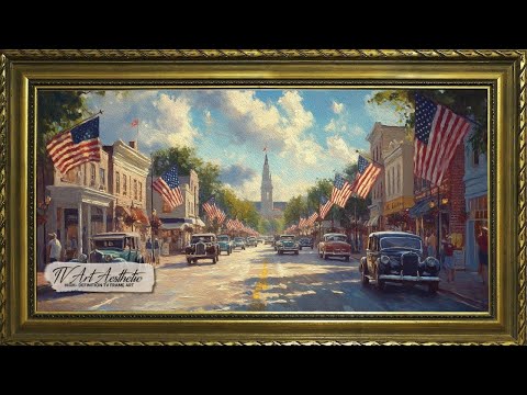 Memorial Day Town Parade | Frame TV Art Vintage Oil Painting | TV Art Video | Art Screensaver