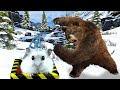 Hamster in Roller Coaster Through a Snowy Forest with Bear