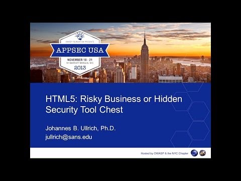 Image thumbnail for talk HTML5: Risky Business or Hidden Security Tool Chest?