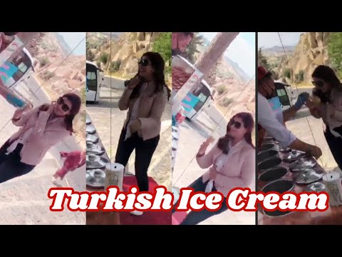 Nida Yasir Enjoying Turkish ice cream