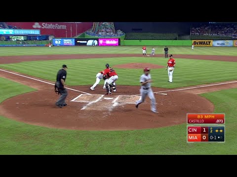 CIN@MIA: Castillo drives in Peraza on safety squeeze